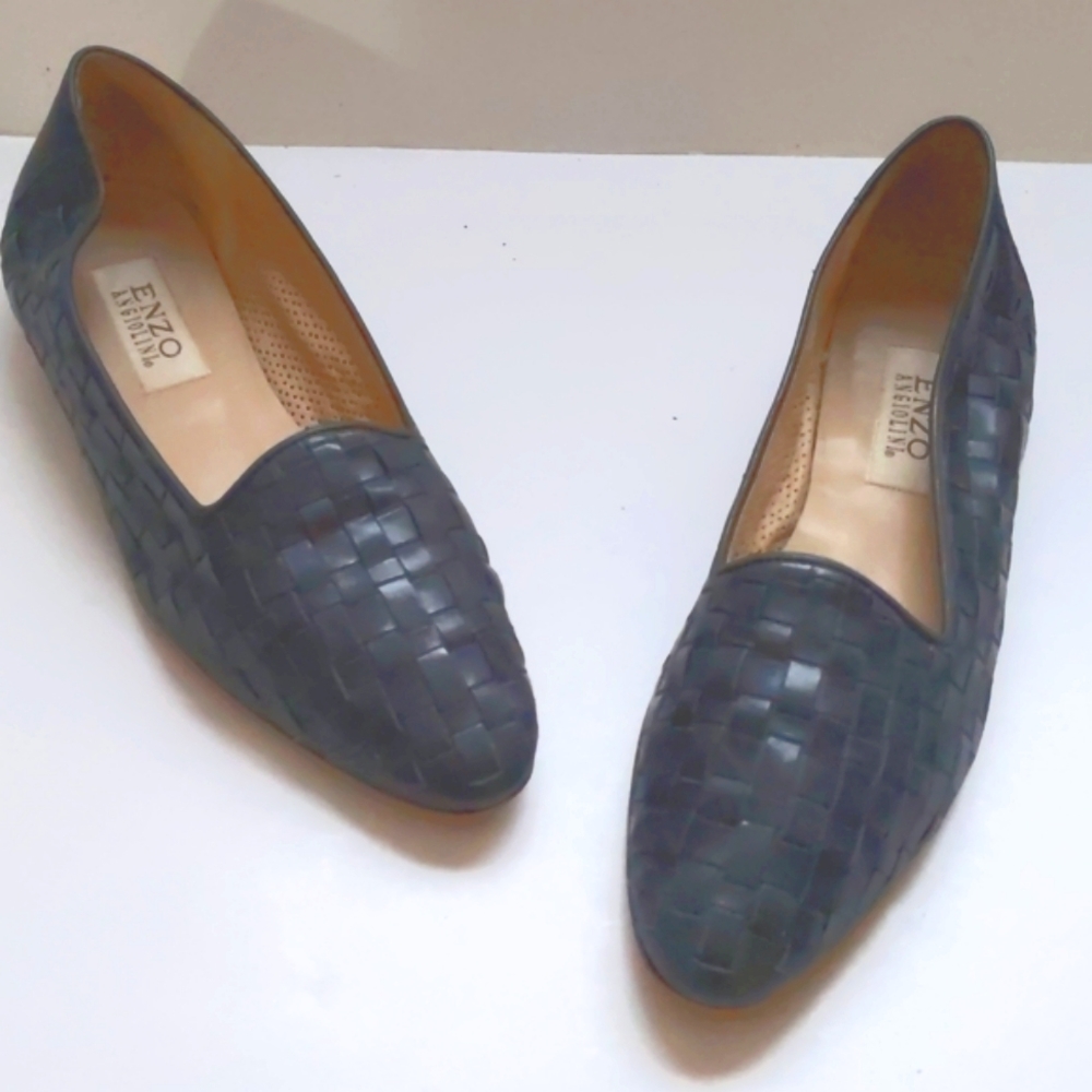 Enzo Angiolini woven black leather loafers-sz 10N